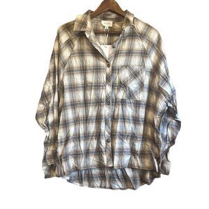 Heyson Plaid Button‎ Down Shirt Small, Long Sleeve Collared Top, Relaxed Fit